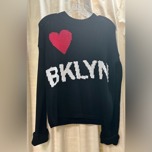 525 America Sweaters - 525 American Love Brooklyn Black Knit Crewneck Sweater
